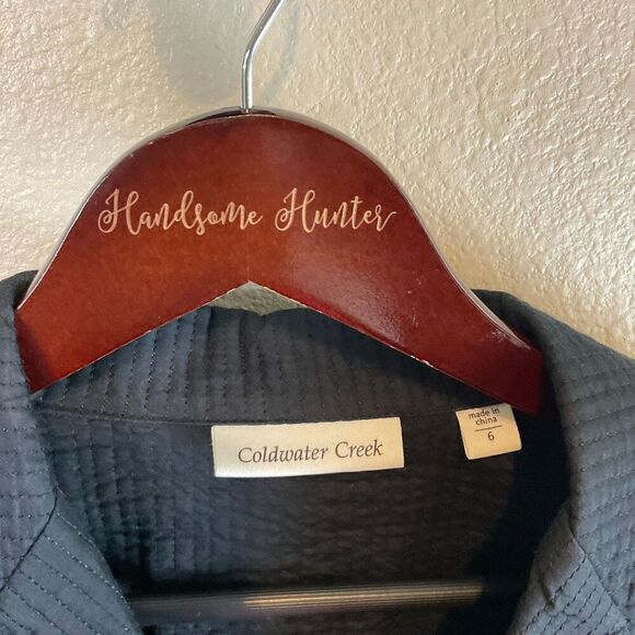 Coldwater Creek Women Sz 6 Black Blazer Silk Cotton Blend Button Front Tie Back - Picture 10 of 12